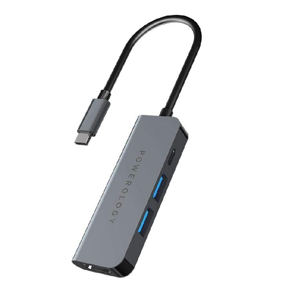 Powerology - (4 in 1) USB-C Hub with HDMI & USB 3.0